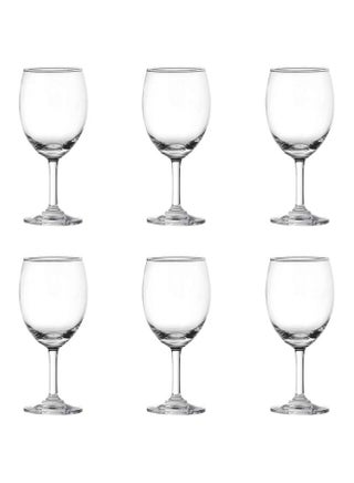 6 Piece Classic Wine Glass Set, 230ml Capacity - Clear - view 3
